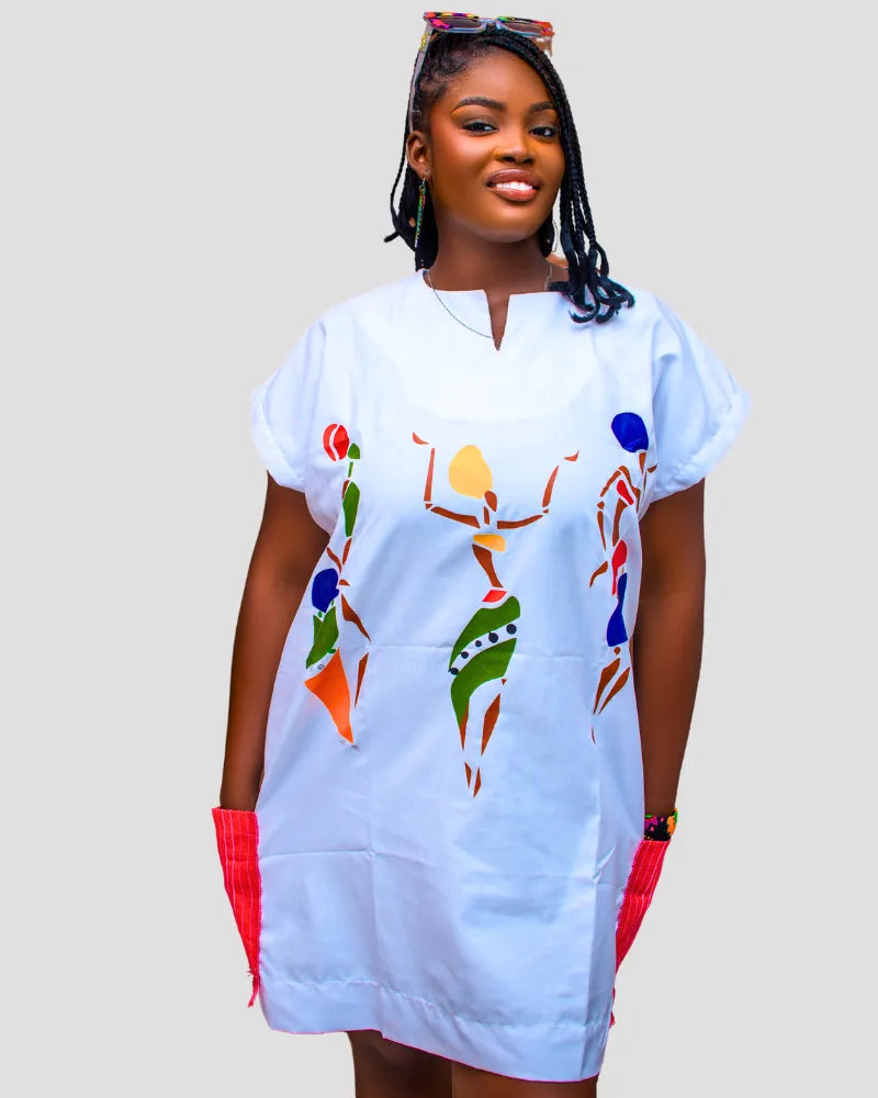Nola Fusion Chic Dress with Aso Oke Pockets