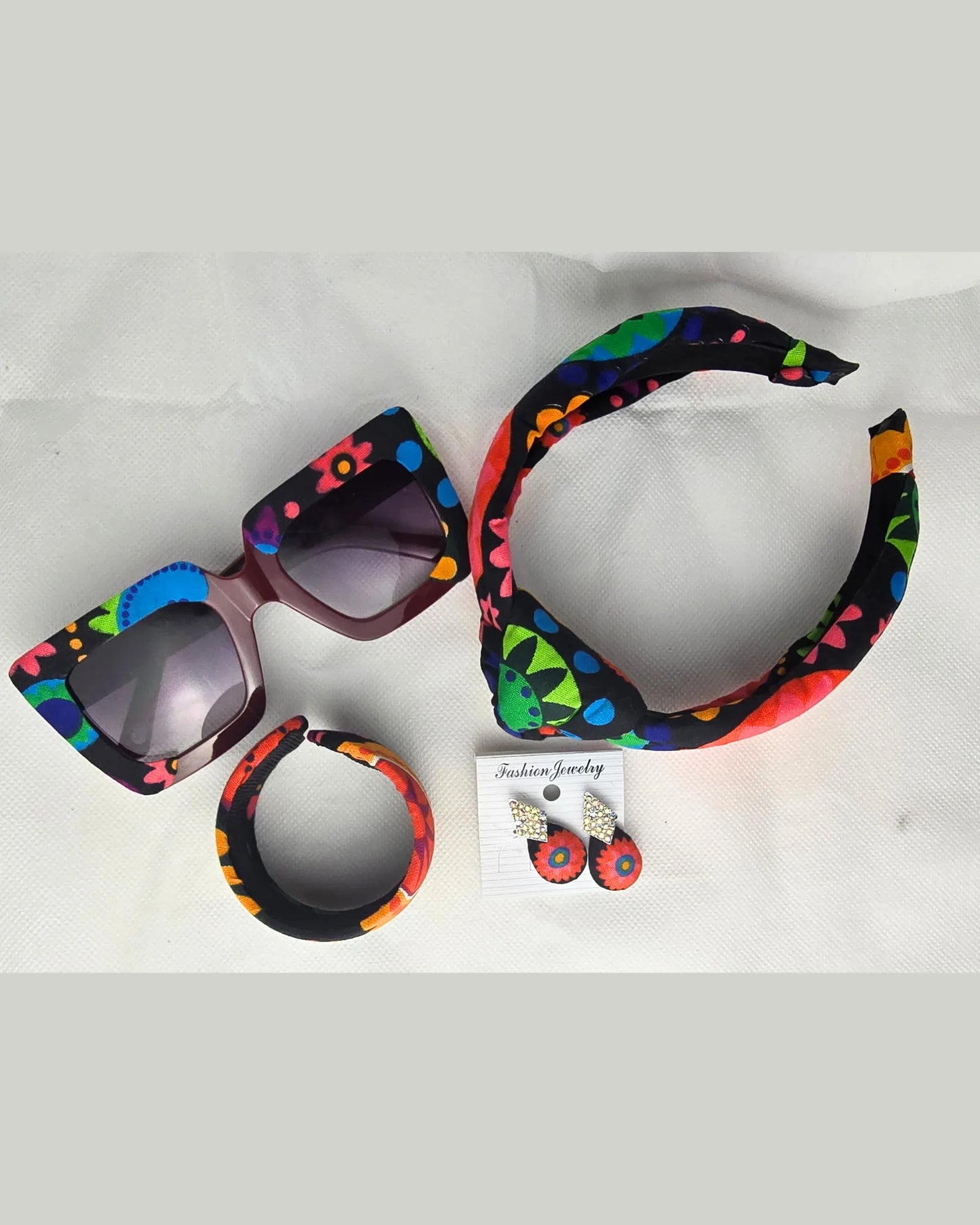 Ankara Vibrant Floral Accessory Set