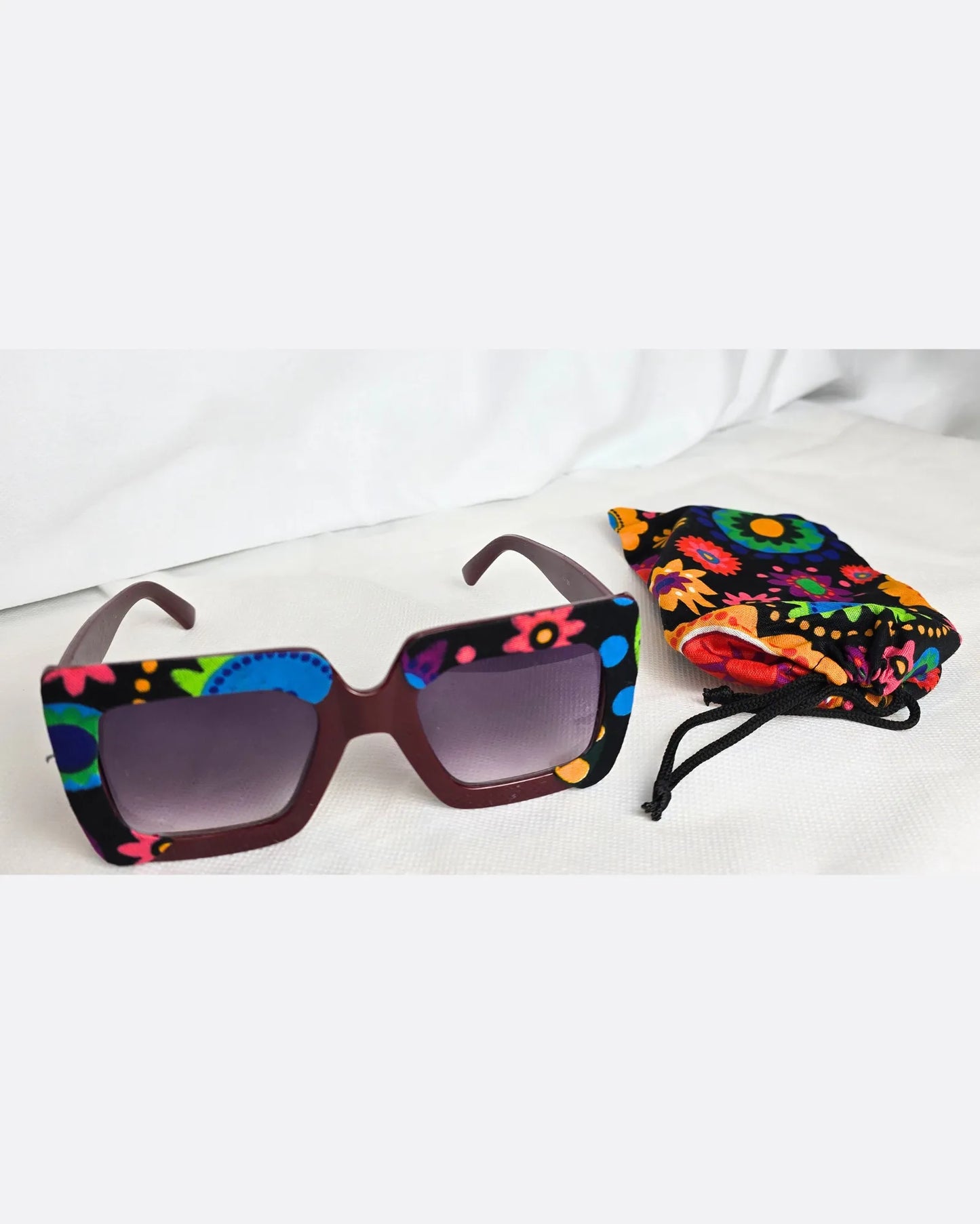 Ankara Vibrant Floral Chic Oversized Sunglasses + Free Matching Pouch