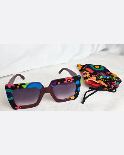 Ankara Vibrant Floral Chic Oversized Sunglasses + Free Matching Pouch