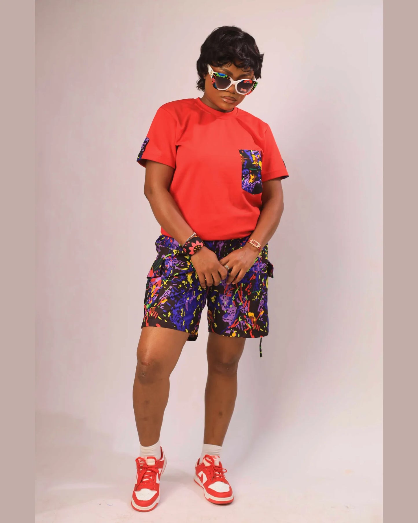 Kora Urban 2-Piece Set | Tshirt & Shorts | Red