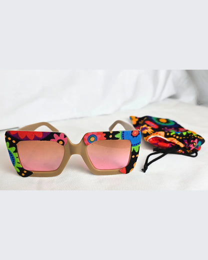 Ankara Vibrant Floral Chic Oversized Sunglasses + Free Matching Pouch