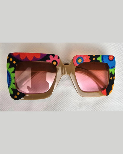 Ankara Vibrant Floral Chic Oversized Sunglasses + Free Matching Pouch