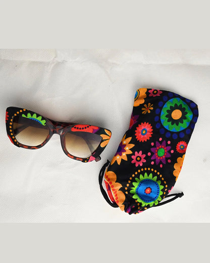 Ankara Vibrant Floral Chic Oversized Sunglasses + Free Matching Pouch