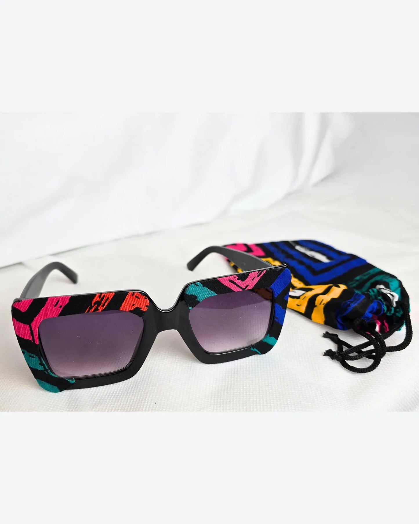 Ankara Luxe Striped Oversized Sunglasses – With Free Matching Ankara Pouch