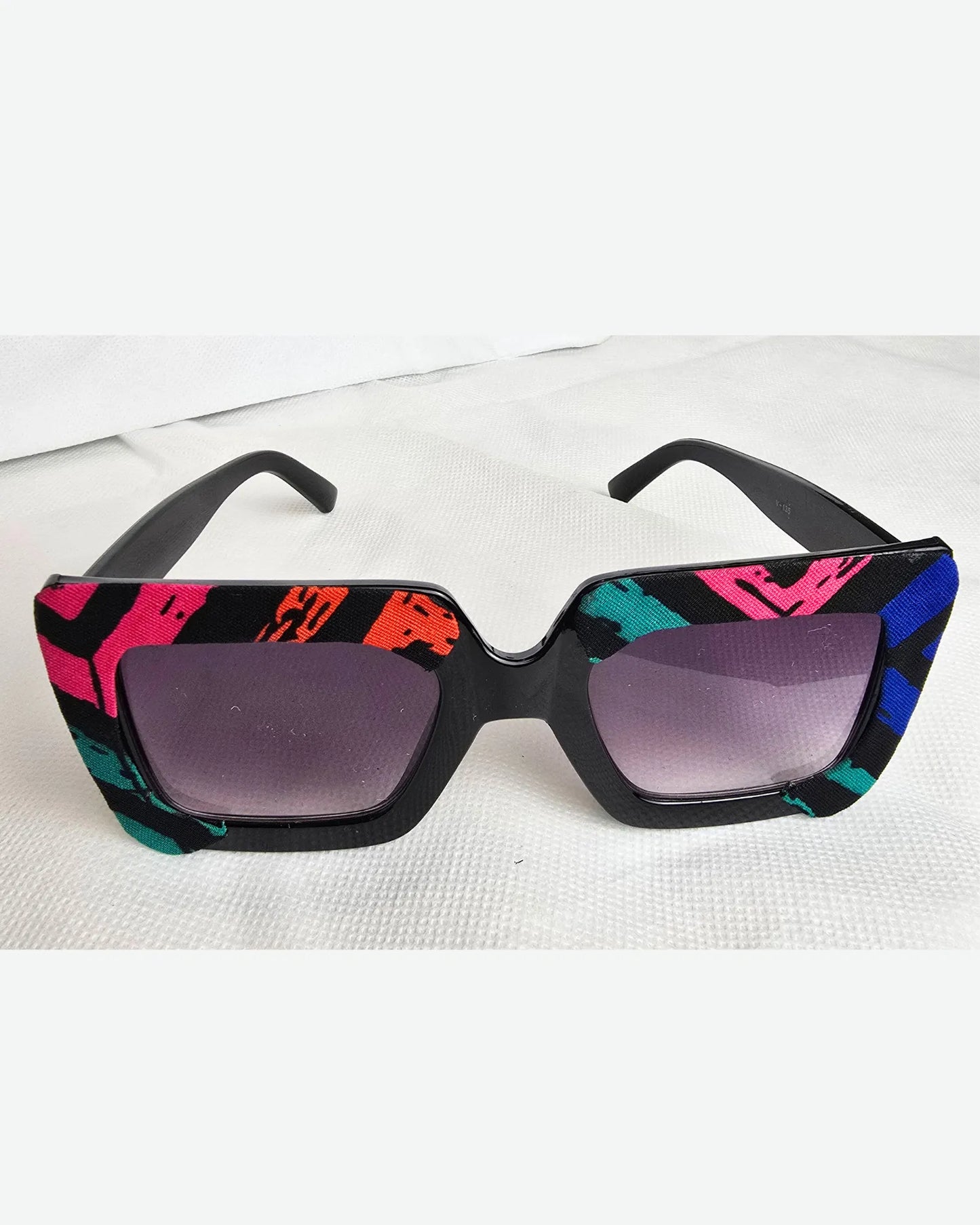 Ankara Luxe Striped Oversized Sunglasses – With Free Matching Ankara Pouch