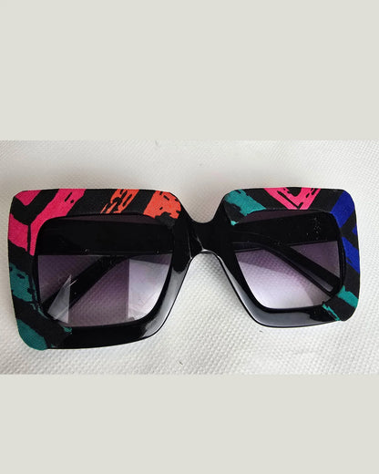 Ankara Luxe Striped Oversized Sunglasses – With Free Matching Ankara Pouch