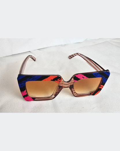 Ankara Luxe Striped Oversized Sunglasses – With Free Matching Ankara Pouch