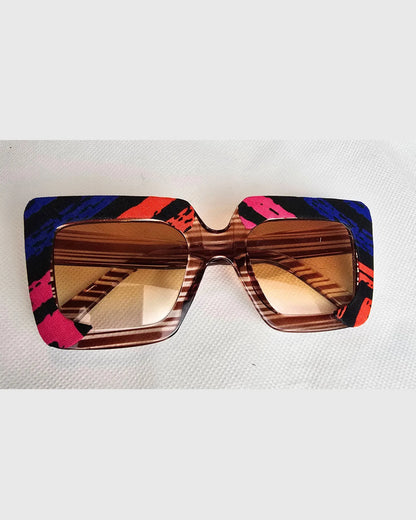 Ankara Luxe Striped Oversized Sunglasses – With Free Matching Ankara Pouch