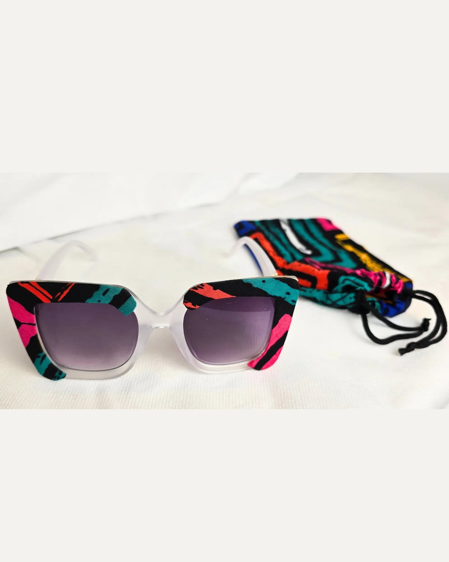 Ankara Luxe Striped Oversized Sunglasses – With Free Matching Ankara Pouch