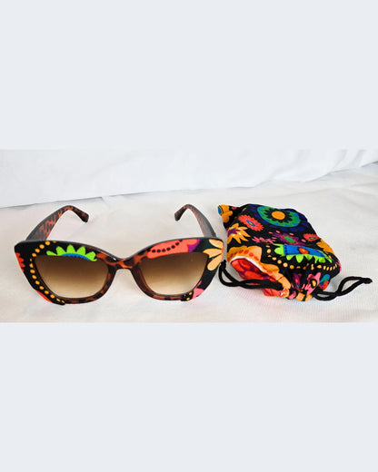 Ankara Vibrant Floral Chic Oversized Sunglasses + Free Matching Pouch