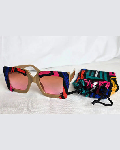 Ankara Luxe Striped Oversized Sunglasses – With Free Matching Ankara Pouch
