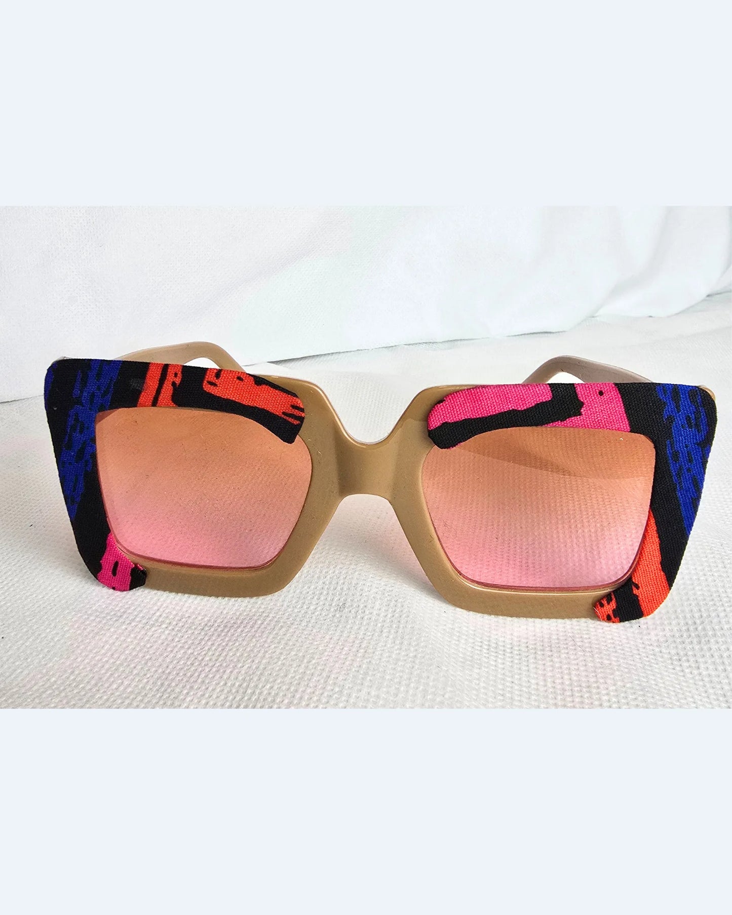 Ankara Luxe Striped Oversized Sunglasses – With Free Matching Ankara Pouch
