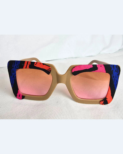 Ankara Luxe Striped Oversized Sunglasses – With Free Matching Ankara Pouch