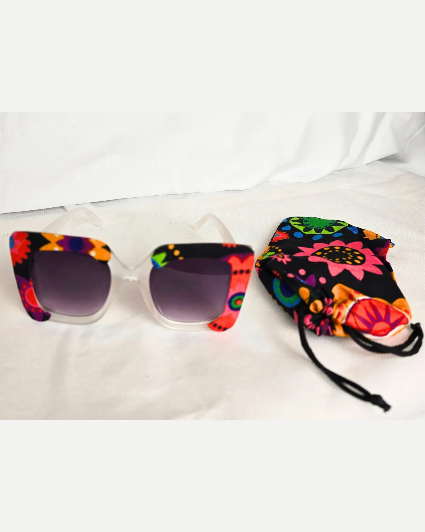 Ankara Vibrant Floral Chic Oversized Sunglasses + Free Matching Pouch