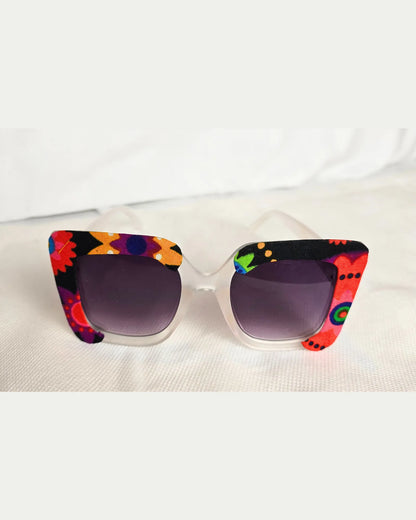 Ankara Vibrant Floral Chic Oversized Sunglasses + Free Matching Pouch