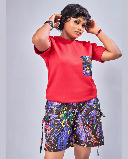 Kora Urban 2-Piece Set | Tshirt & Shorts | Red