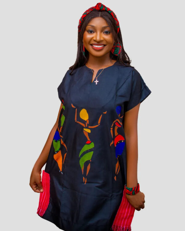 Nola Fusion Chic Dress with Aso Oke Pockets